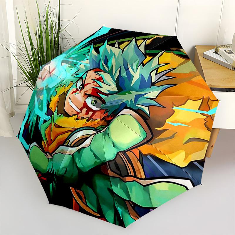 

1pc My Hero Academia Izuku Midoriya Anime Character Outdoor Umbrella - Automatic Opening/Closing, Portable 3-Fold Design with Iron Frame - Perfect Gif