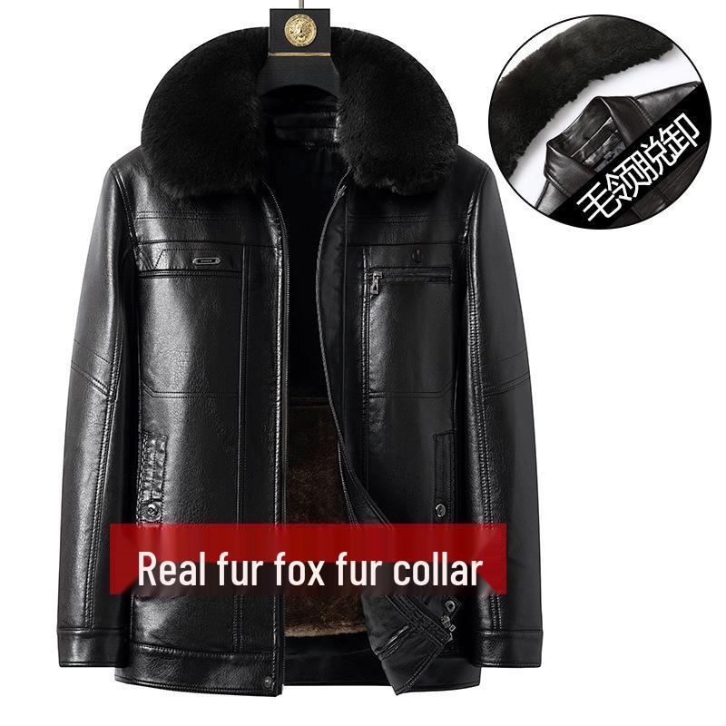 Herren Plus Size Dicke Lederjacke mit Pelzfutter - Winterbekleidung
