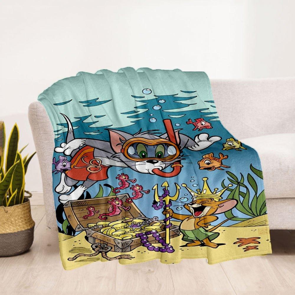 Tom & Jerry Schatztauchgang PosterDecke Flanell Überwurfdecke für Sofa, Bett, Reisen, Camping, Büro