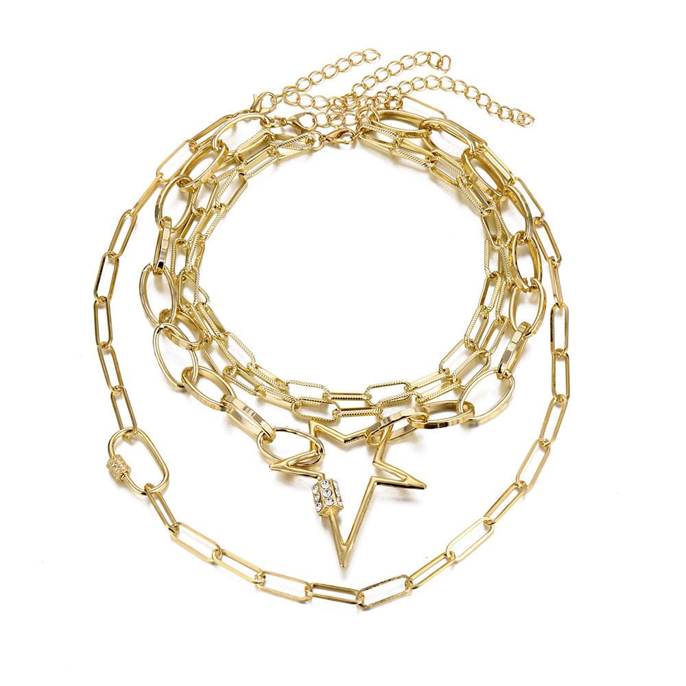 

Модное многослойное ожерелье со звездой, оригинальный геометрический дизайн для женской повседневной и официальной одежды