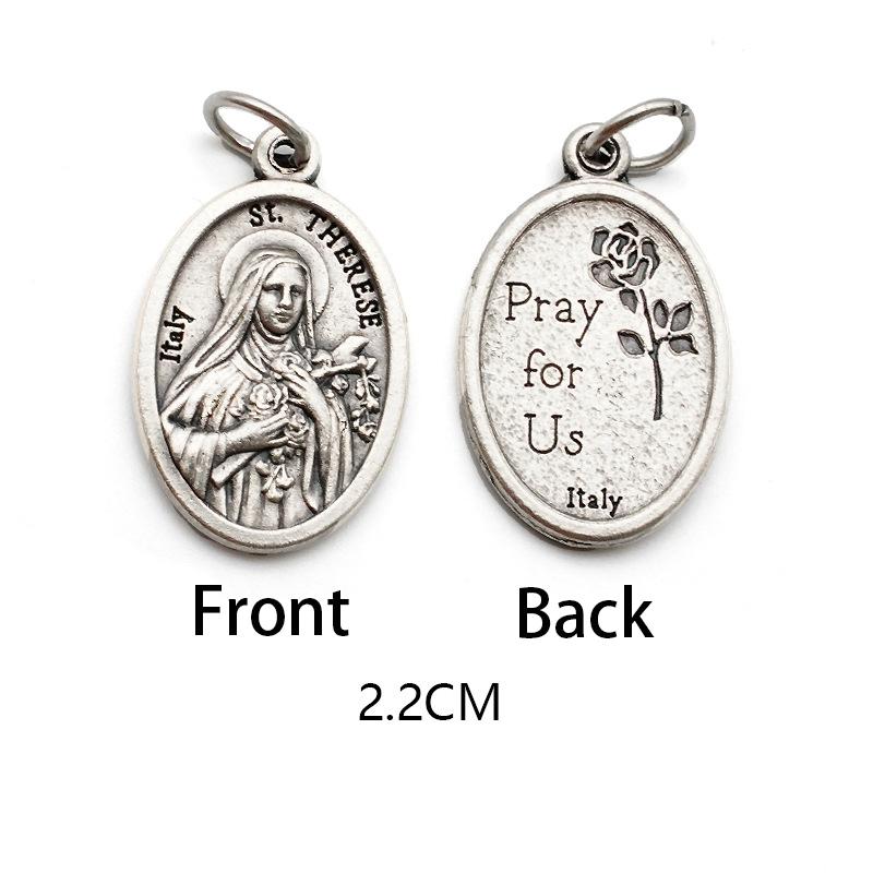 Breloques métalliques réversibles pour colliers, bracelets, accessoires de bricolage, grande médaille ovale de saint pour tout type de chaîne ou de collier, bijoux chrétiens