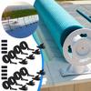 24 Pcs Pool Solar Cover Reel Attachment Kit Including 8 Straps with Hooks 8 Clips & 8 Fastener for In-Ground Swimming Pool