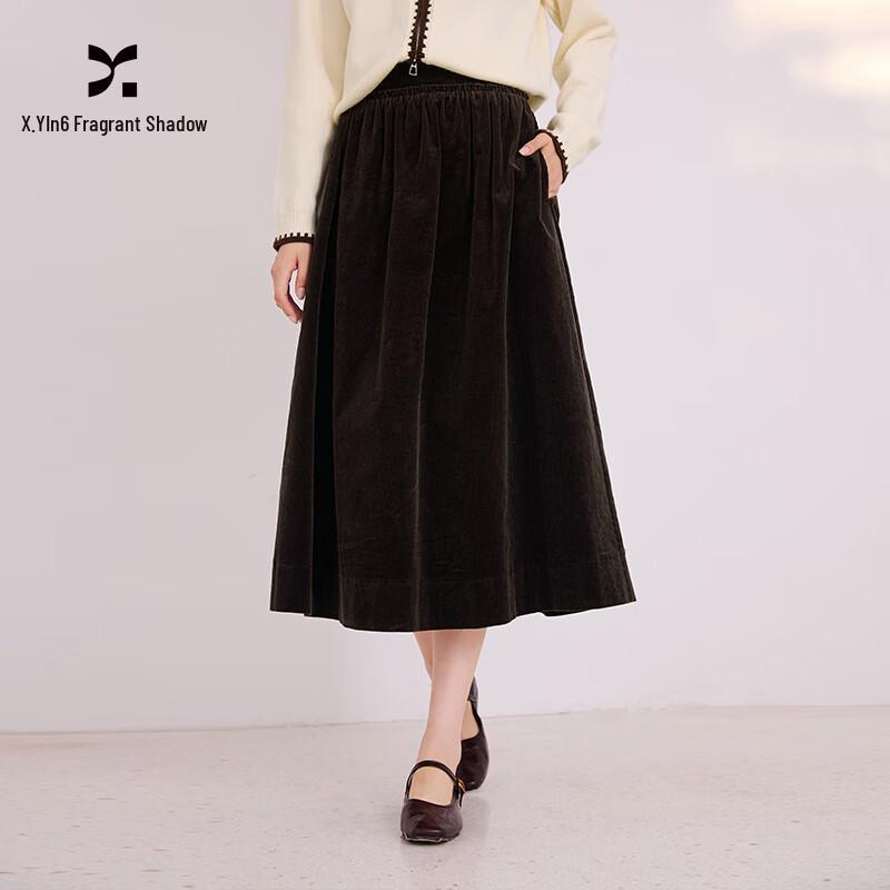 Xiangying Women s Retro Corduroy A-Line Skirt L