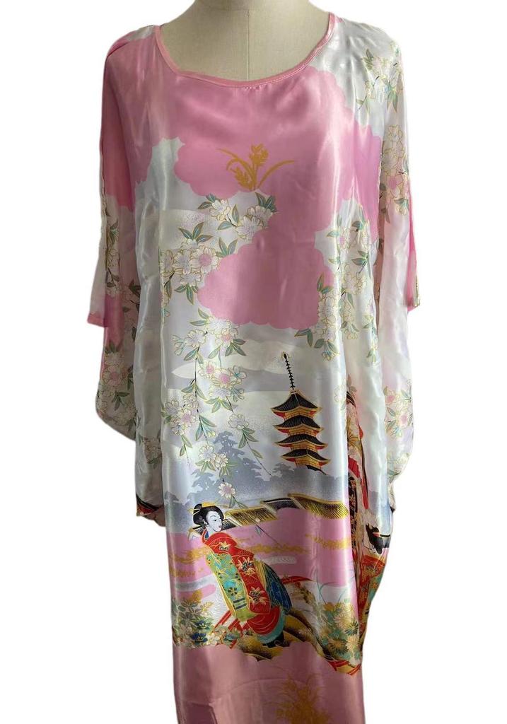 Elegant Lady Silk Robe Set: Qipao Pajamas, Tang Suit, One-Piece Bathrobe Homewear