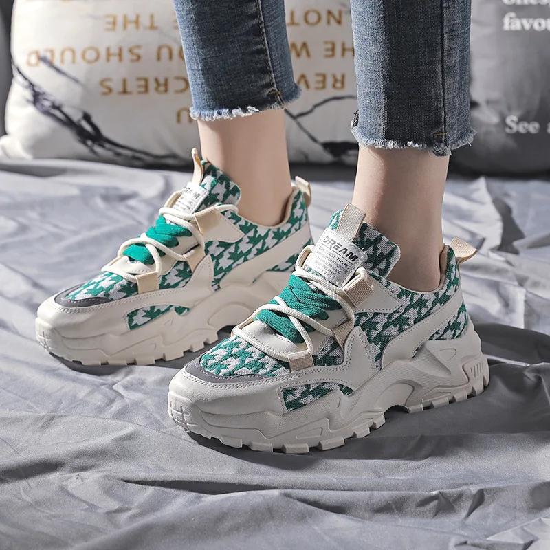 Fashion Women Casual Shoes 2024 Spring New Lace Up Wedge Platform Shoes Ladies Fashion Casual Breathable Sport Shoes Zapatillas  Deporte