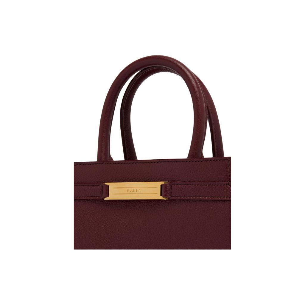 Bally Andorra Tote Bag With Metal Logo In Pebbled Calfskin Women tote bags Red Brown 6312269