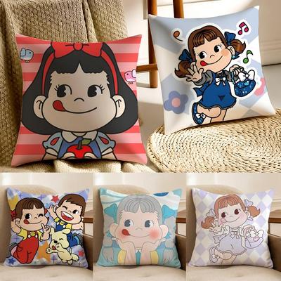 PPeko Lollipop Happy Girl Cute Pattern Cushion Cover Pillowcase Antidustmite Living Room Sofa Decor Cushion Room
