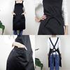 Fabrizm Japanische Küchen-Knie-Rücken 1493zbk Schürze, Länge, Kreuz, T/C Köper, Schwarz,