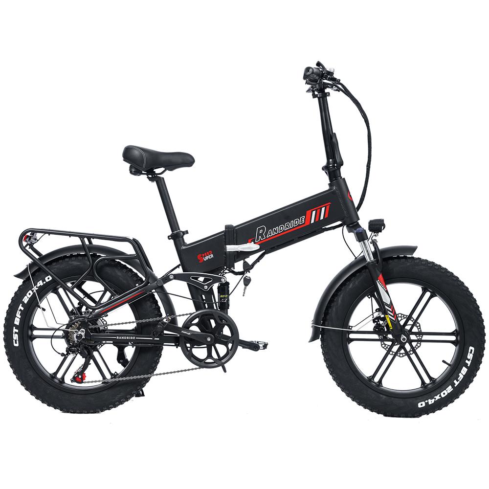 RANDRIDE Elektrisches Klapprad 20*4.0 Fat Tire Duale Scheibenbremsen E-Bike 1000W Motor Vollfederung Elektrofahrrad YX20M