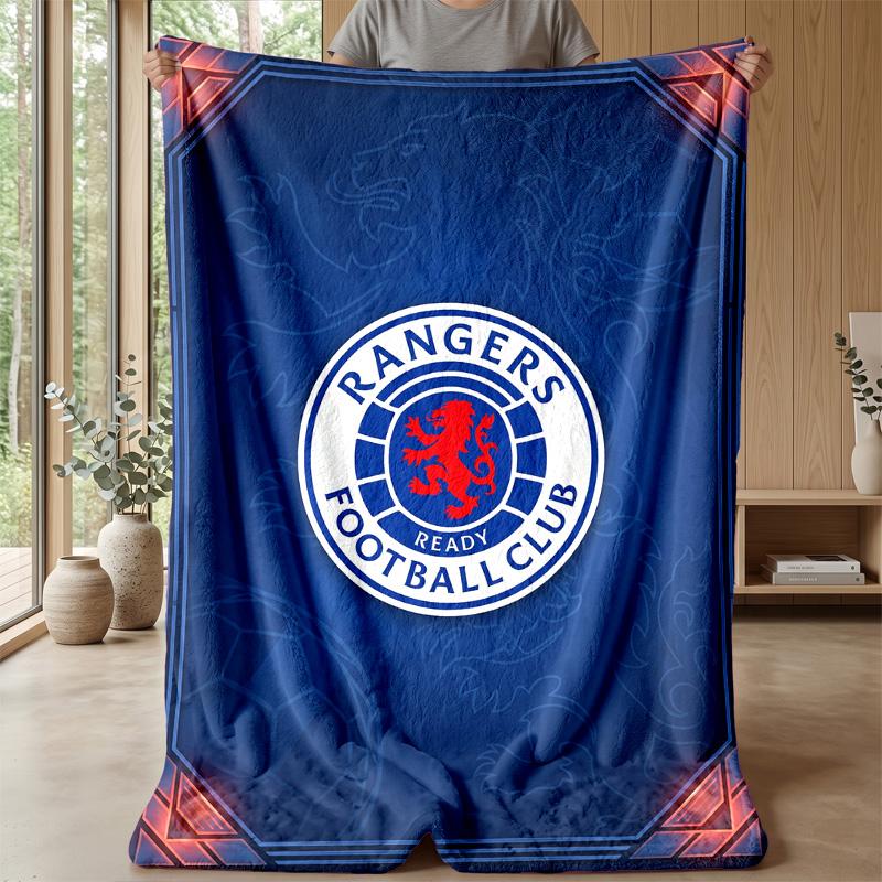 Rangers FC Weiche Flanell-Fleece-Decke Leicht Gemütlich Warm Überwurfdecke für Sofa Bett Heimdekoration