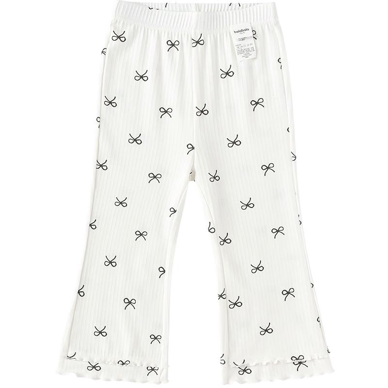 Balabala Girls' Heart Print Bamboo Blend Casual Pants