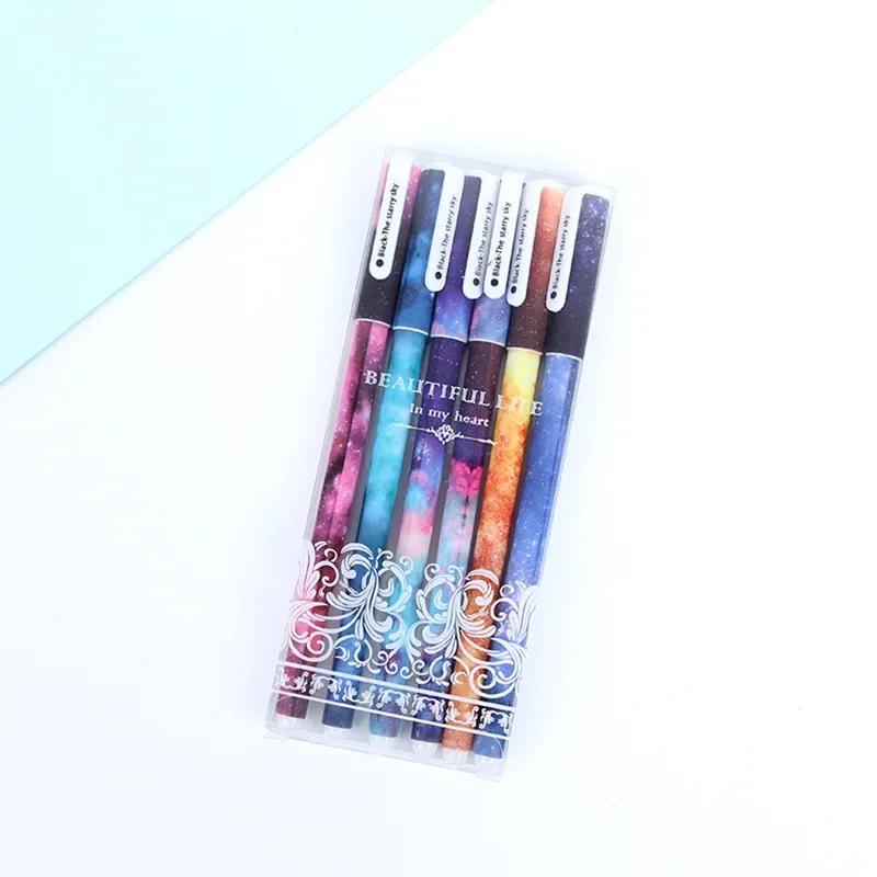 

Креативный корейский канцелярский набор из 6 ручек для подписи, награда, черные чернила, школьные и офисные принадлежности для письма, красочный стиль, детский подарок B