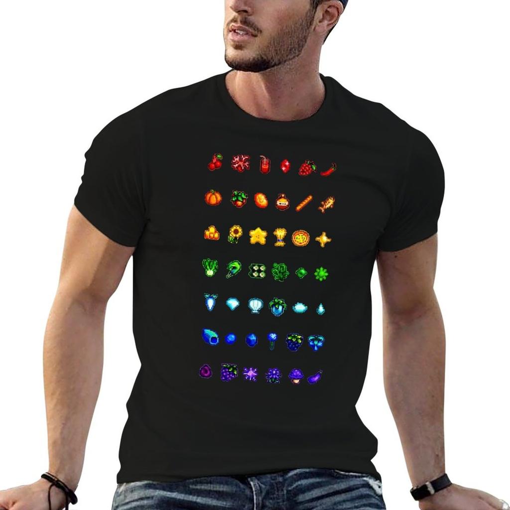 Stardew valley color chart TShirt Vintage Print Crew Neck Tee