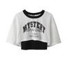 American Retro Letter Print Two-Piece Set: Short Sleeve T-shirt & Hot Girl Jazz Top for Women
