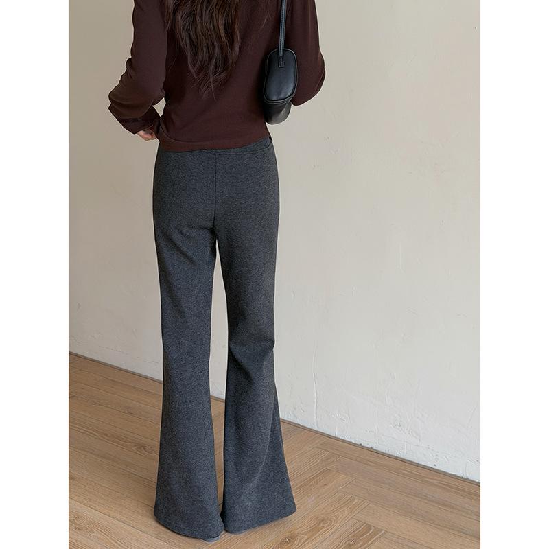 

Fleece-Lined High-Waisted Korean Style Casual Winter Micro-Flare Pants M (Weight 105-115 kg) темно-серого
