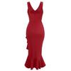 Women Summer Casual V-Neck Sleeveless Dress Solid Color A-Line High Waist Ruffle Hem Irregular Long Dresses Spring Fashion S-XL