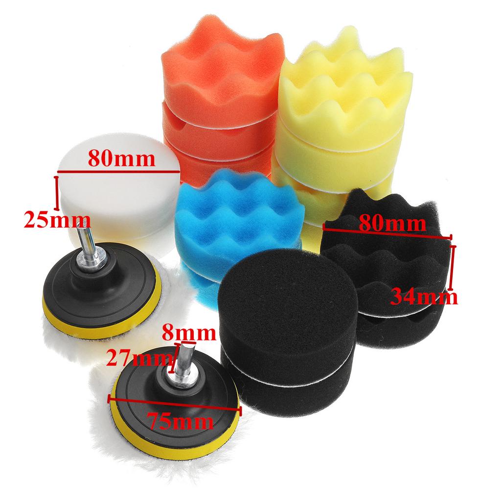 Buy 22PCS Waffle Buffer Compound Waxing Polishing Wheel Pads Sponge Buff Set Kit With M10 Drill