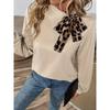 JKASHDK Women's Fashion Casual Spring Autumn Leopard Print Long Sleeve O-Neck Blouses & Shirts