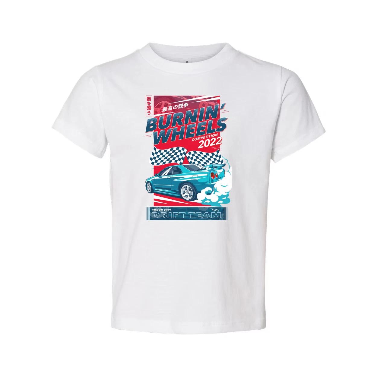 Unisex Racing Graphic T Shirt Burnin Wheels Competition 2022 Tokyo City Drift Te M