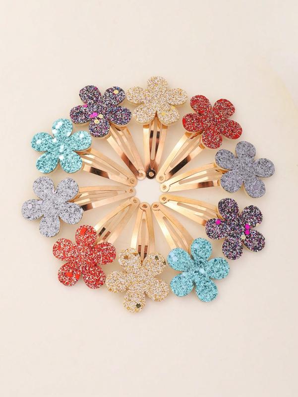 

Набор блестящих заколок-клипс для волос в виде цветка и кролика для маленьких девочек, милые заколки ручной работы, шпильки, головные уборы, детские аксессуары для волос