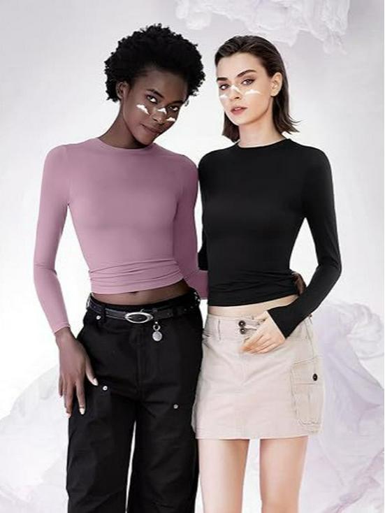 Autumn Long-Sleeve Slimming Pullover: Women's Round Neck Top