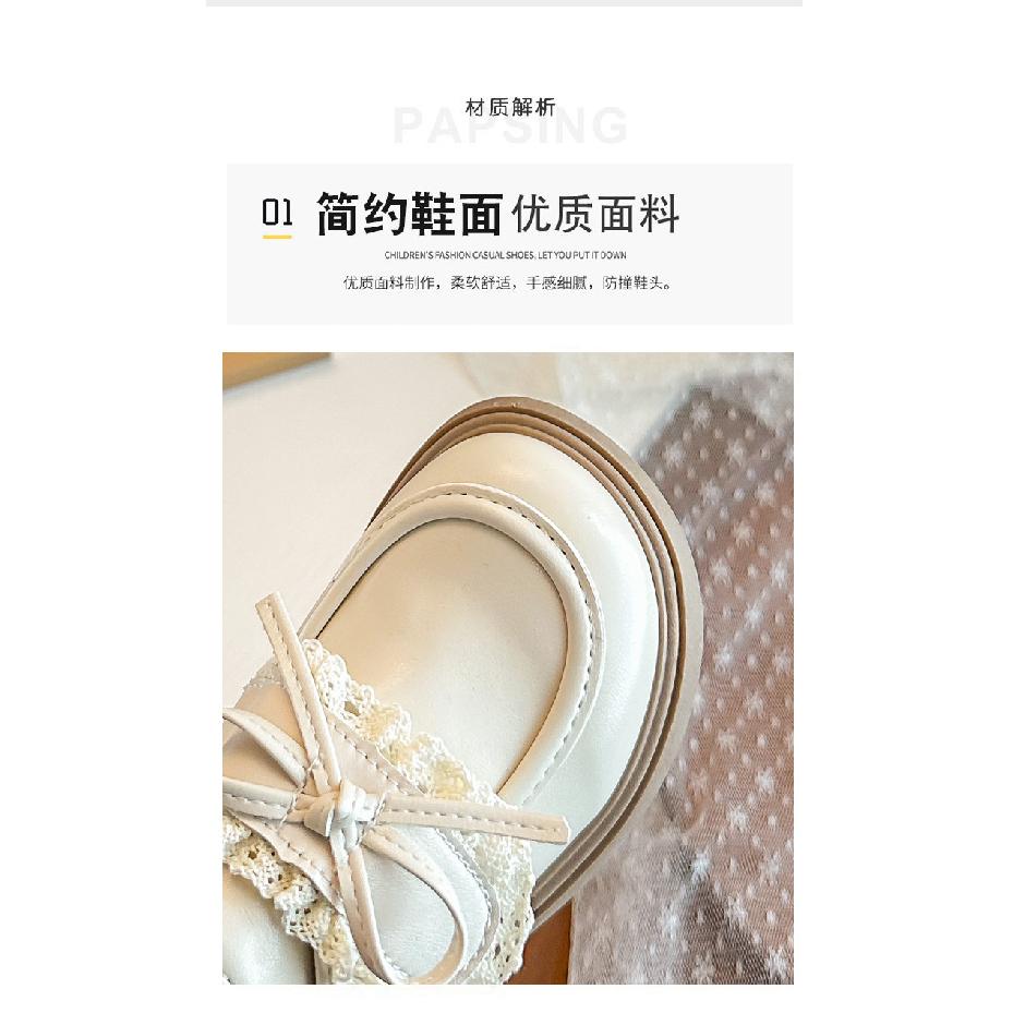 Children's British-style solid color leather shoes2026New Spring and Summer Girls' Lace Bow Performance Shoes