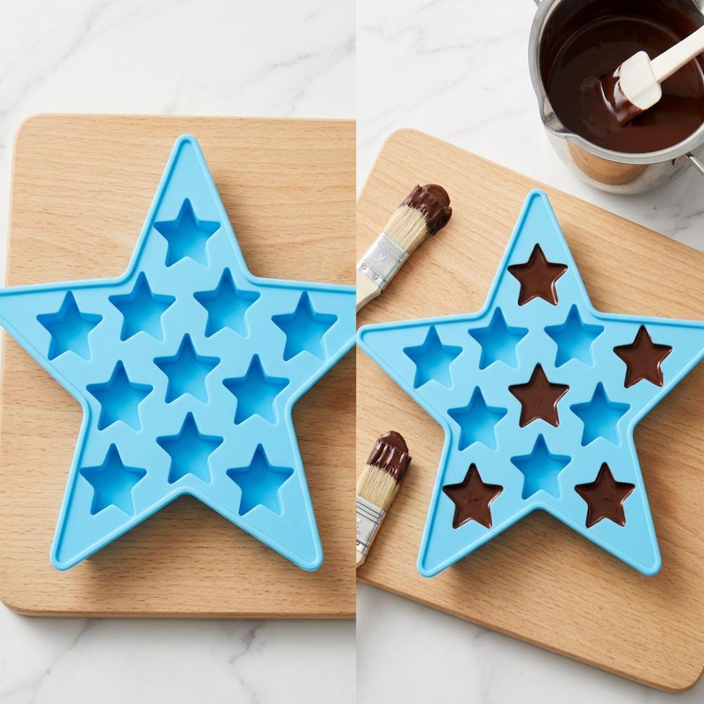 Five Star Shaped Ice Maker Tool Silicone Pentagram Ice Tray Durable Freeze Mold Maker  Party