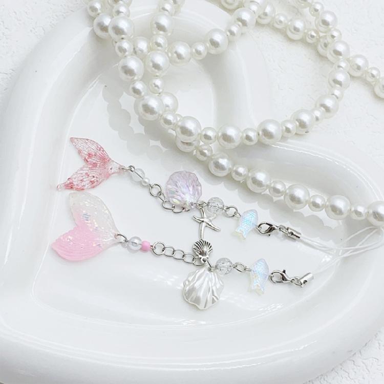 Shell Fish Tail/Bass/Heart Needle Keychain Colorful Beaded Phone Charm Bag Pendant Decoration for Women and Girls