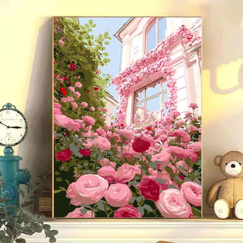 Diy Digital Oil Painting Flower Landscape Filling Coloring Oil Painting Stall Toy Painting