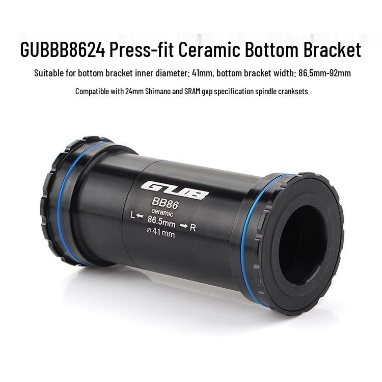 GUB BB86 24 Press-fit Bottom Bracket with Threaded Lock and Ceramic Bearing (86.5-92 Washer Shell) One Size чёрный