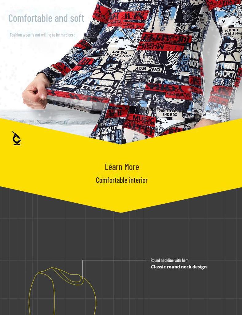 Men's Thick Velvet Round Neck Sweater: Warm Cotton Winter Base Layer