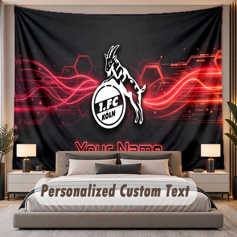Custom Name Text Tapestry FC Köln Personalized Polyester Wall Tapestry For Bedroom And Room