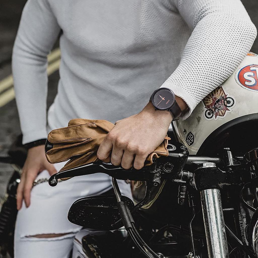 BUREI Watch Men's Black Simple Stylish Popular Watch Men's Black Stylish Brand Waterproof Men's Watch Watch T