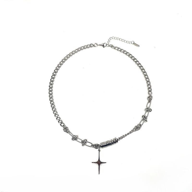 Titanium Steel Star Pendant Necklace For Men And Women Hip Hop Style Choker Chain