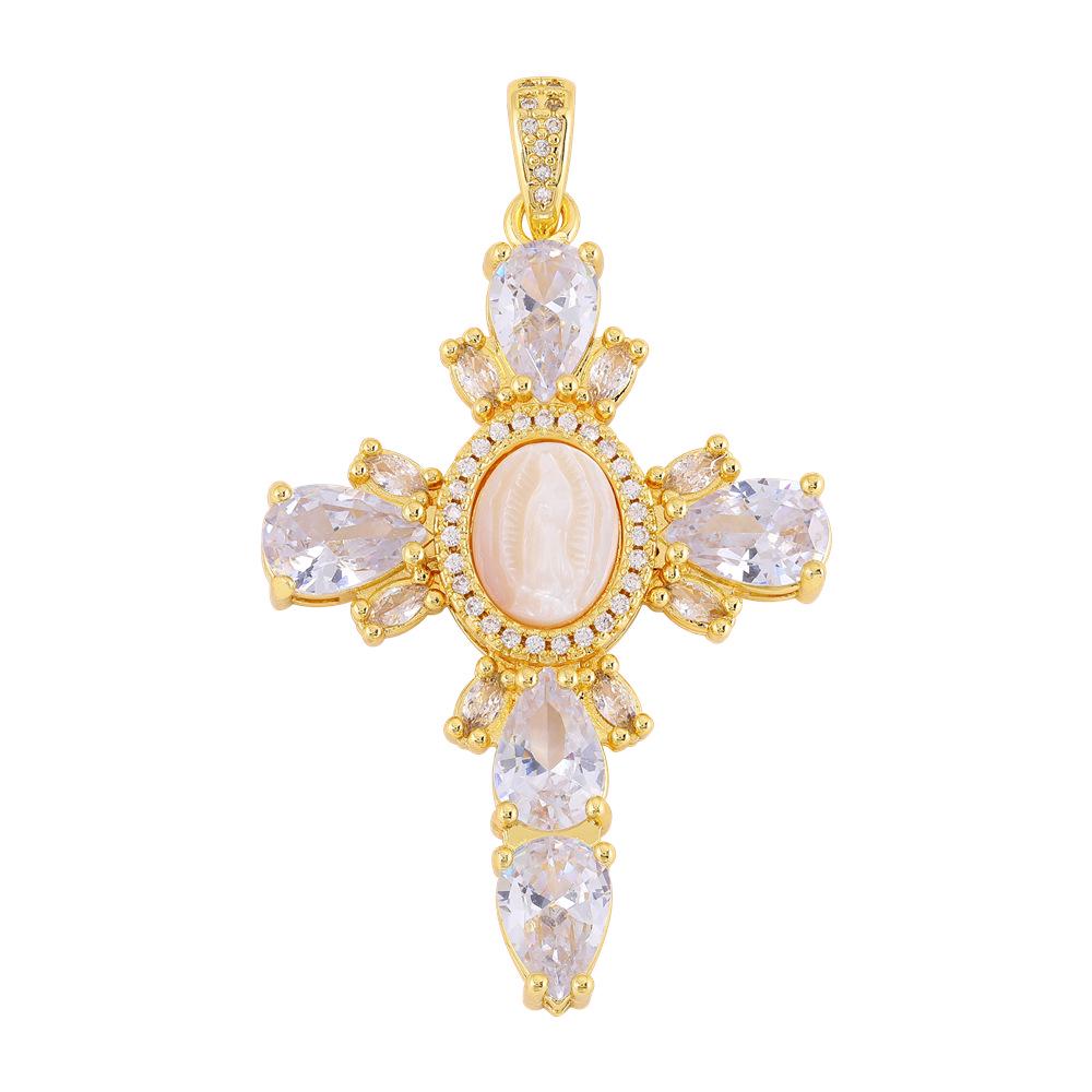 Personalized European & American Cross-Border Copper Zircon Cross Necklace & Earrings Set