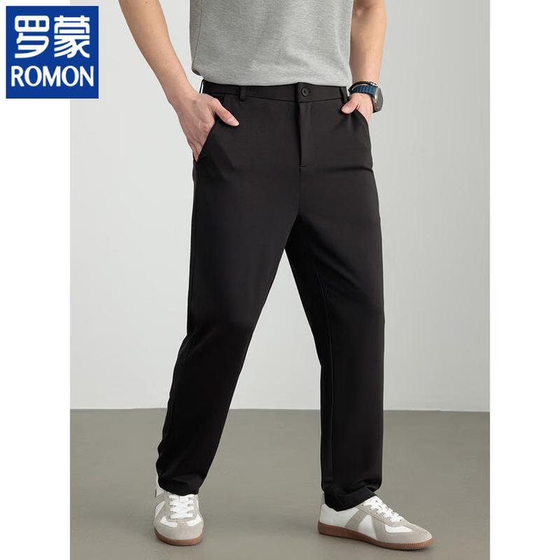 ROMON Men's Linen Silk Blend Straight-Leg Casual Pants
