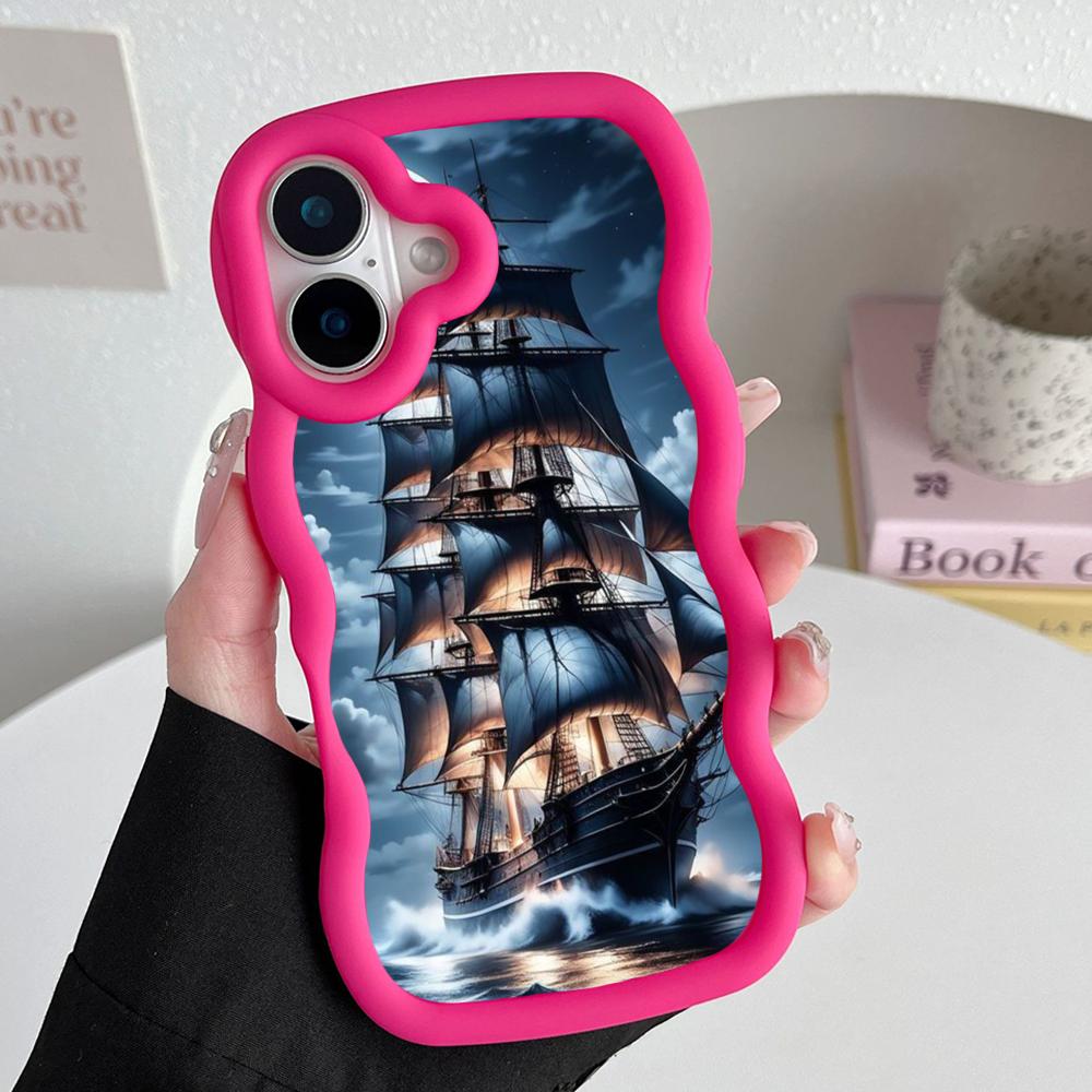 Pirate Corsair Mobile Phone Case for iPhone 17 16 15 14 13 12 11 Air Pro Max Plus Wavy Edge TPU Colorful Cover Luxury Cover