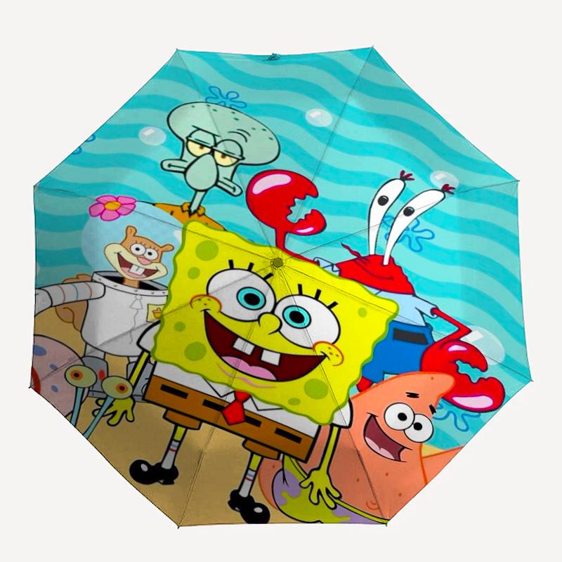 SpongeBob SquarePants Theme Automatic Umbrella, Lightweight & Portable, 8 Rib, Perfect for Outdoor Travel, Birthdays, Christmas, Gifts.