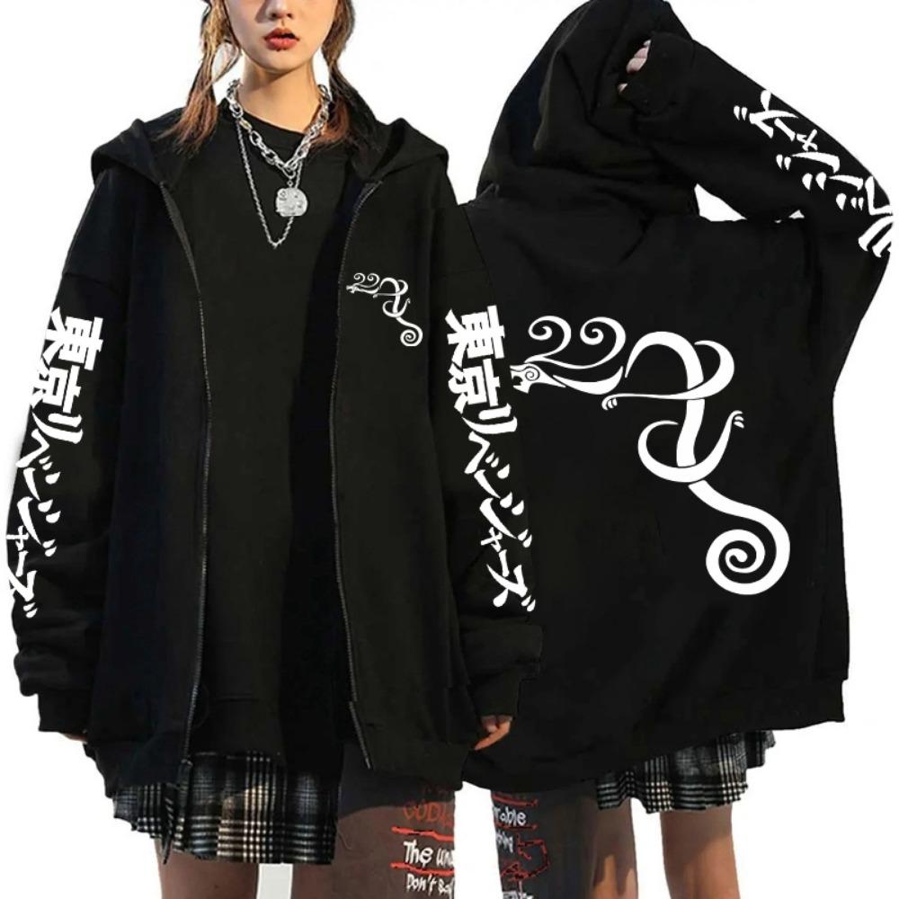 Nowe Anime Tokyo Revengers Nadrukowana Bluza z Kapturem Zapinana na Zamek Moda Damska Męska Cosplay Bluza Casual Jesień Zima Sport Długi Rękaw Top