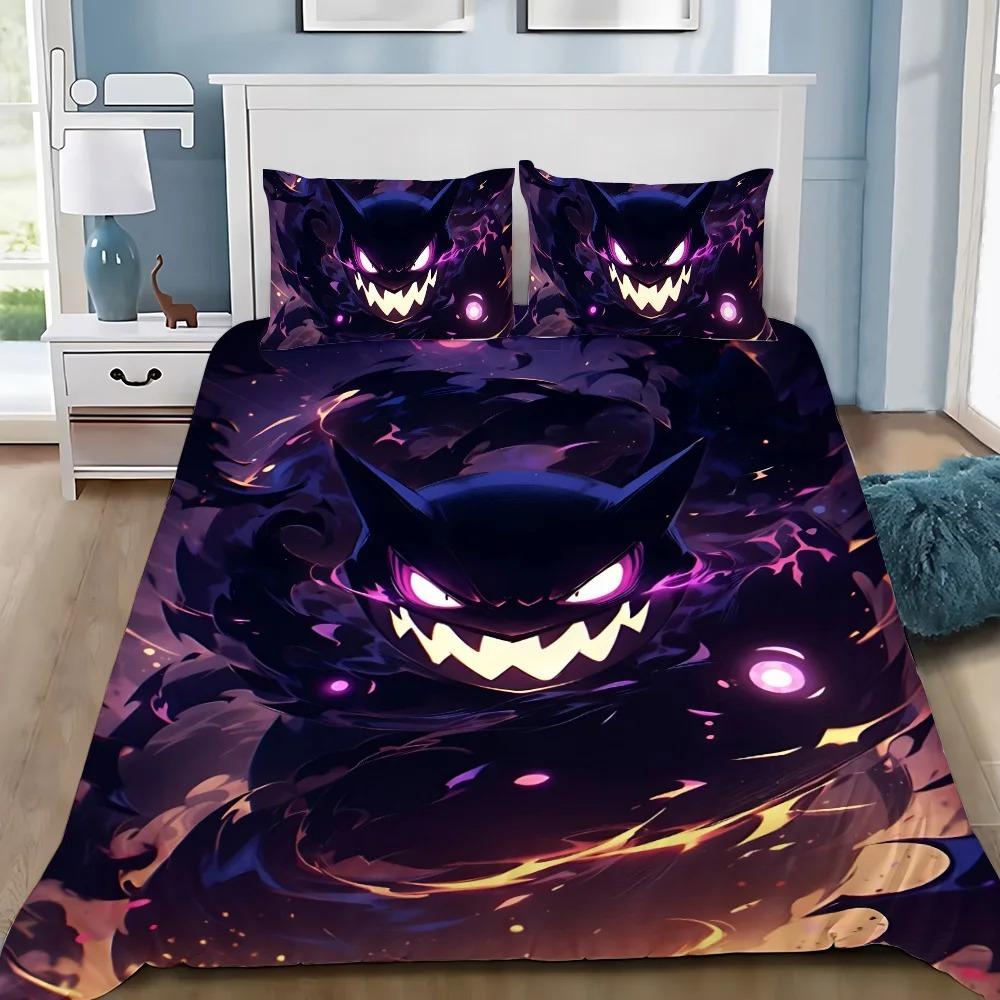 Kreslené Roztomilé Zlé Pok é mon Mikrovláknové Ložní Soupravy, Dětský Narozeninový Dárek se Zipem Pokojová Dekorace pro Náctileté Dospělé Povlečení na Přikrývku