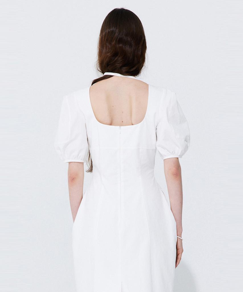 Bundercammer Pearl Balloon Line Dress_White