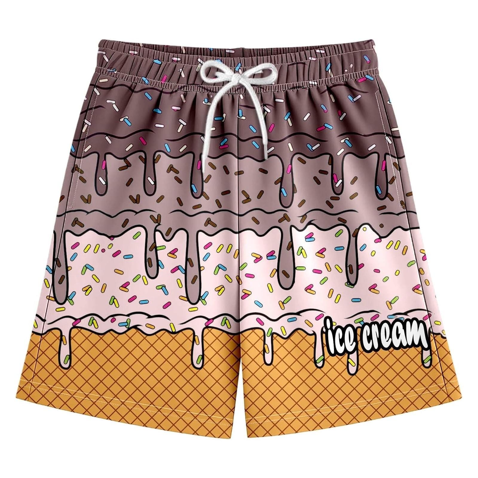 

Детские повседневные шорты с цветочным принтом и принтом мороженого, на кулиске, пляжные штаны 120