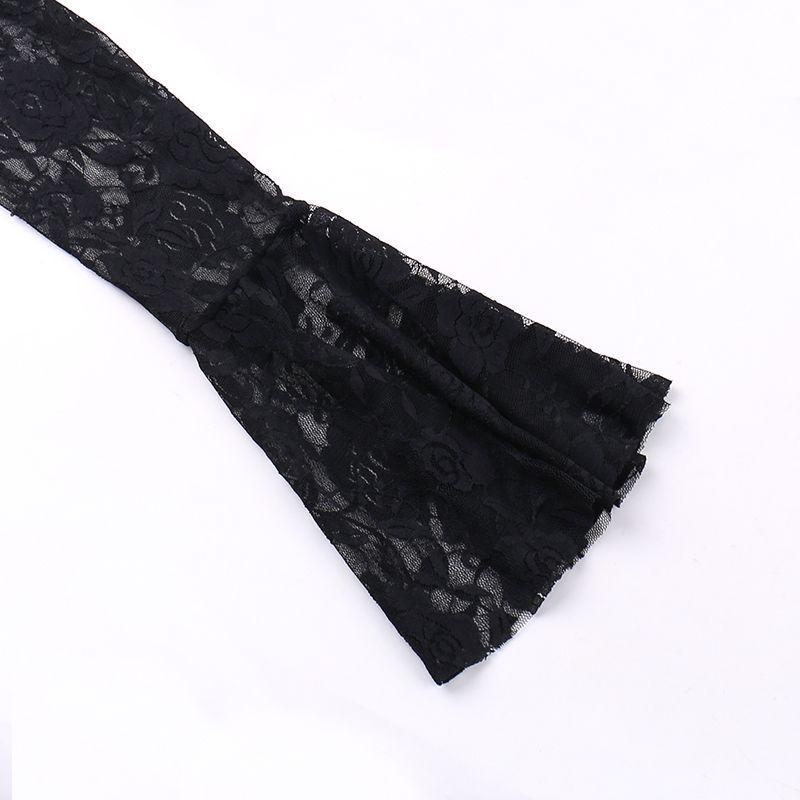 Women's Gothic Lace Long-Sleeve Halloween Mermaid Dress