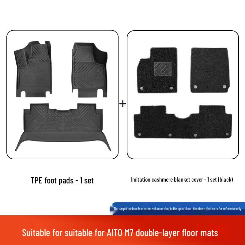 25-Model Double-Layer TPE Floor Mats for AITO M7, Car-Specific Original Color
