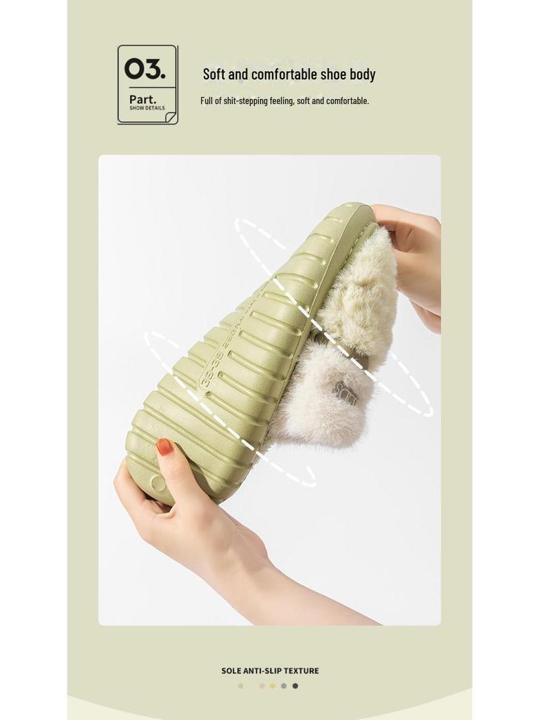 2024 New Women's Plush Winter Cotton Slippers: Thick-Soled, Cozy Indoor Footwear