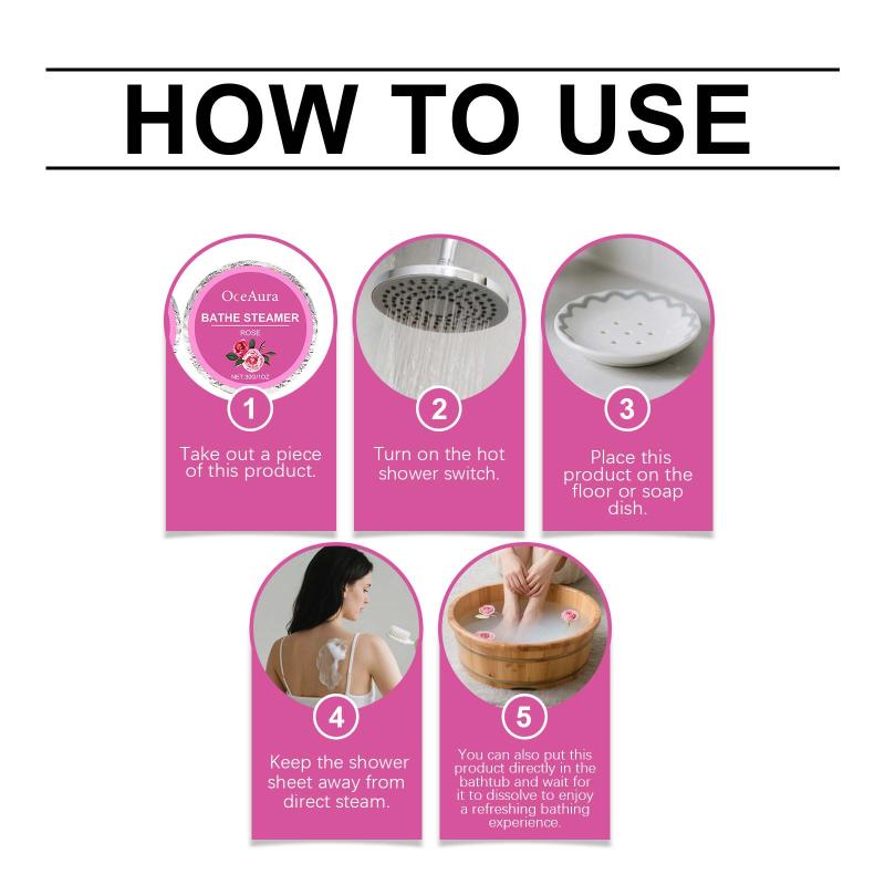 Oceaura Rose Scent Steam Aromatherapy Bath Tablets Fragrant Bath Gentle Clean Comfort Body Skin Care