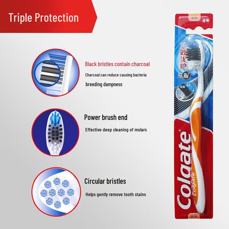 Colgate 3-Action Charcoal Soft Bristle Toothbrush