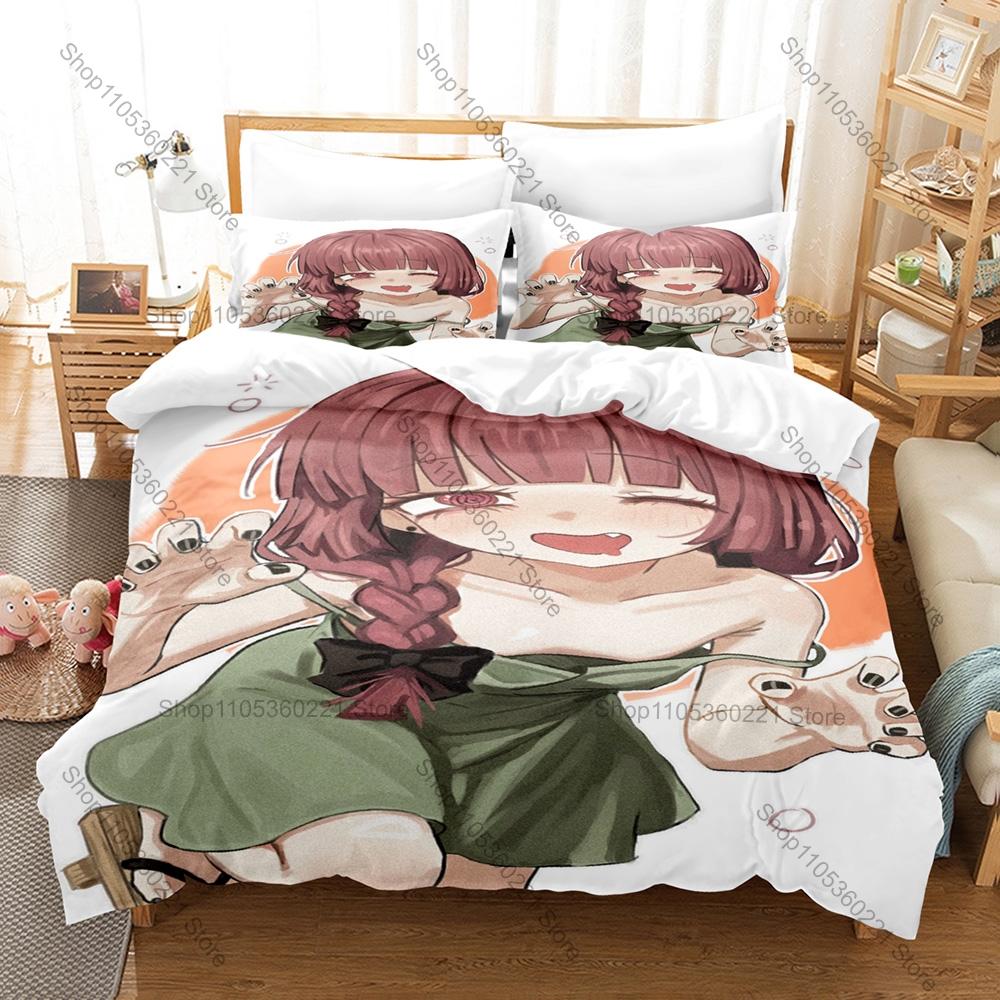 Bocchi The Rock Anime Kikuri Hiroi SICK HACK Band Purple Braided Hair Sake Lover Bedding Set Duvet Cover + 2 Pillowcases Anime