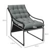Outdoor Lounger, thick padding, rust-resistant steel frame, 62W x 110D x 88H cm, Grey/Black