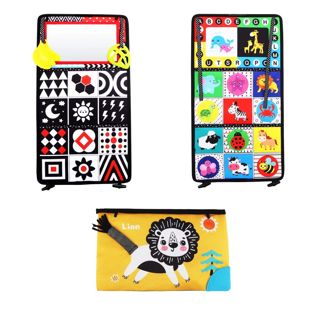 Baby Cloth Book with Distorting Mirror - Soft Cartoon Montessori Toy for Parent-Child Interactive Early Education